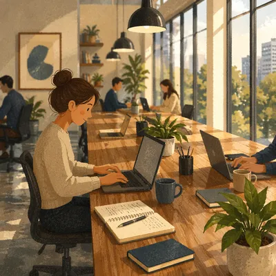 Modern Coworking Space at Sunrise