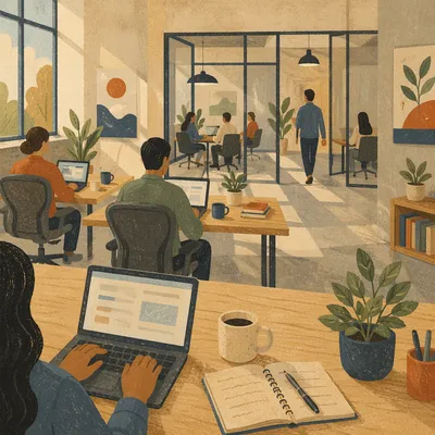 Modern Coworking Office in Morning Light