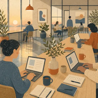 Modern Coworking Office at Sunrise