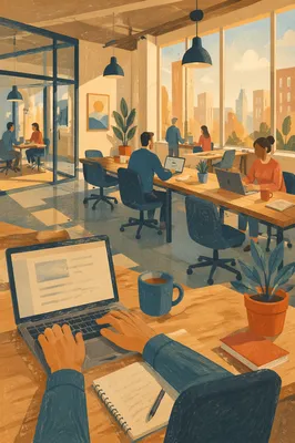 Modern Coworking Space at Sunrise