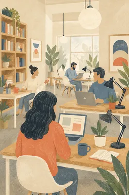 Modern Coworking Team in Shared Office