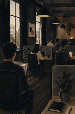 Moody Modern Coworking Office Interior
