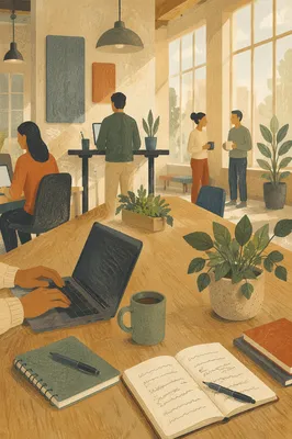 Modern Coworking Space in Morning Light