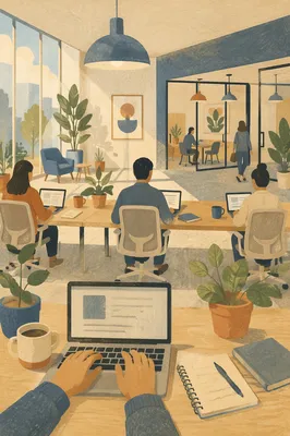 Modern Coworking Space in Morning Light