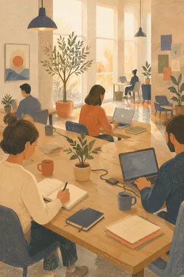 Modern Coworking Office in Morning Light