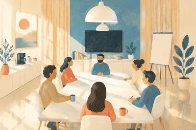 Modern Coworking Meeting Room with Sunlight