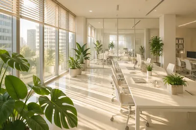 Bright Modern Coworking Space With Indoor Plants