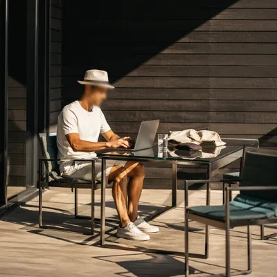 Modern Terrace Coworking Office in Afternoon Light