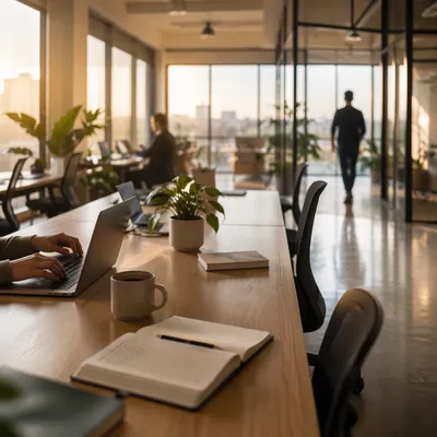 Modern Coworking Space at Sunrise