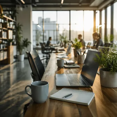 Modern Coworking Space at Sunrise