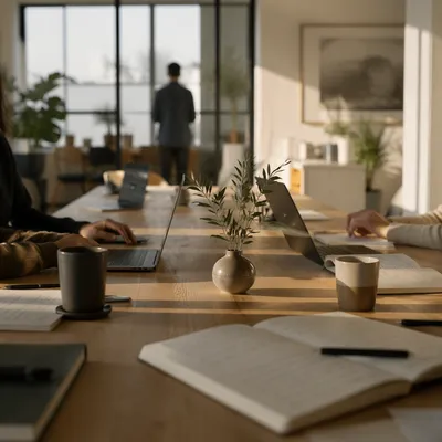 Modern Coworking Office With Peaceful Morning Light