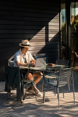 Modern Terrace Coworking Space in Afternoon Light