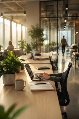 Modern Coworking Space at Sunrise