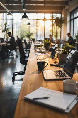 Modern Coworking Space with Morning Light