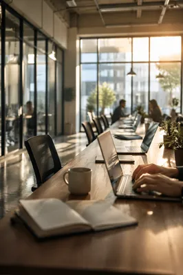 Modern Coworking Space at Sunrise