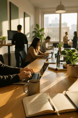 Modern Coworking Office in Morning Sunlight