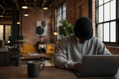 Modern Coworking Loft with Focused Remote Worker