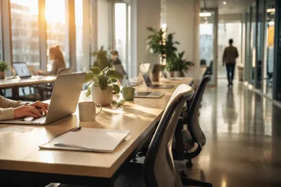 Modern Coworking Space at Sunrise