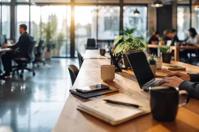 Modern Coworking Space with Morning Light