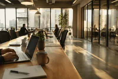 Modern Coworking Space at Sunrise