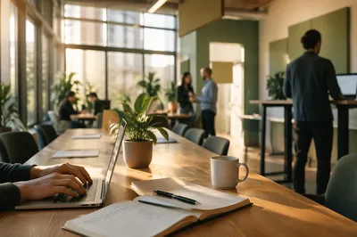 Modern Coworking Space in Morning Sunlight