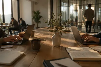 Modern Coworking Office with Peaceful Morning Light