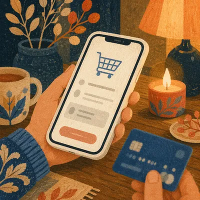 Online Payment Checkout With Smartphone and Card