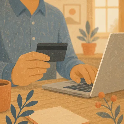 Secure Online Purchase With Card and Laptop
