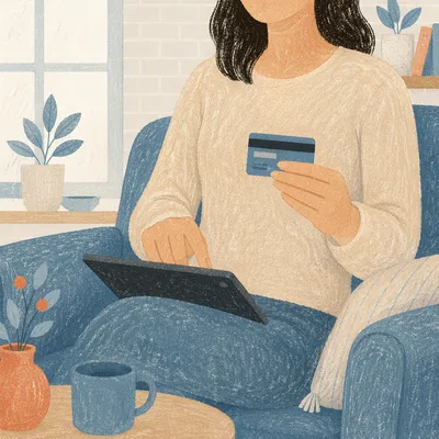 Online Card Payment in Calm Home Office