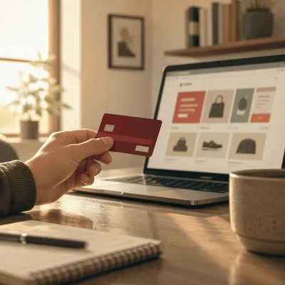Online Purchase With Red Payment Card