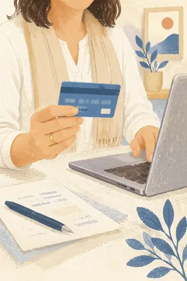 Online Credit Card Purchase at White Desk