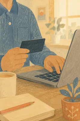 Secure Online Payment at Modern Desk