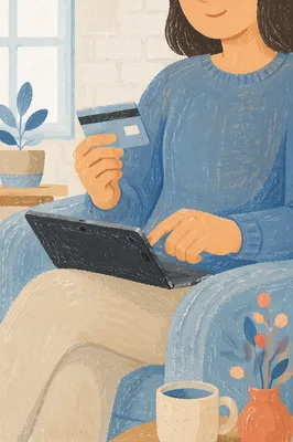 Online Card Payment in Modern Home Office
