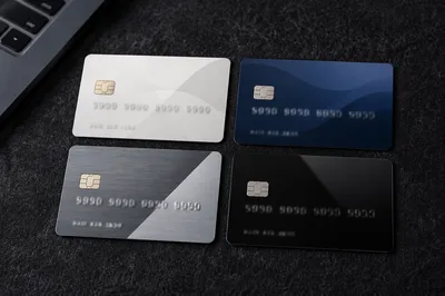 Online Payment Cards on Charcoal Desk