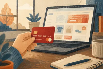 Online Payment Card at Home Office Desk
