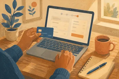 Secure Online Payment at Small Business Desk