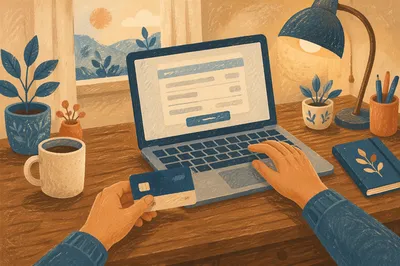 Warm Online Payment at Small Business Desk