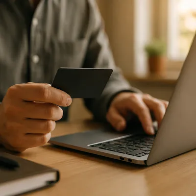 Secure Online Payment at Modern Desk