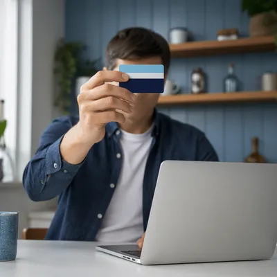 Online Credit Card Payment at Home Workspace