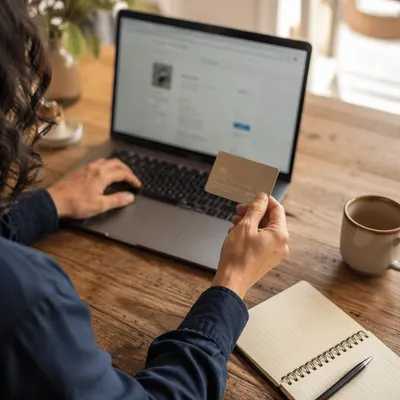 Secure Online Payment at Small Business Desk