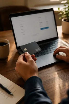 Online Credit Card Purchase at Desk