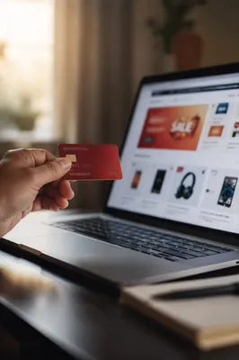 Online Credit Card Purchase at Laptop