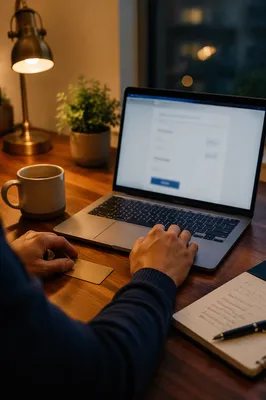 Secure Online Payment at Small Business Desk