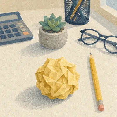Crumpled Paper Ball Brainstorming Desk Scene