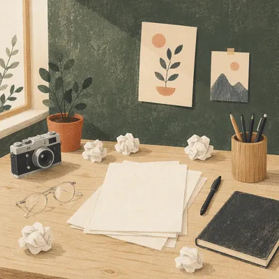 Crumpled Paper Ideas on Creative Business Desk