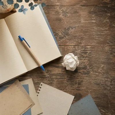 Crumpled Paper Brainstorming Desk