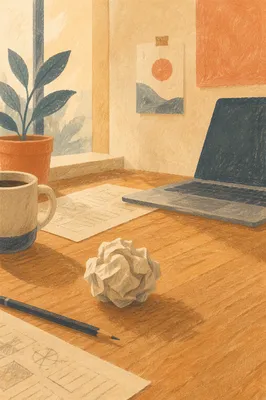 Crumpled Paper Ball on Desk Brainstorming