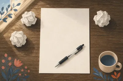 Crumpled Paper Desk for Brainstorming Ideas