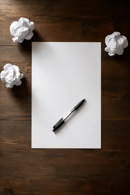 Crumpled Paper Desk Brainstorming Flat Lay