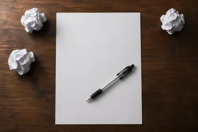 Crumpled Paper Desk Brainstorming Concept